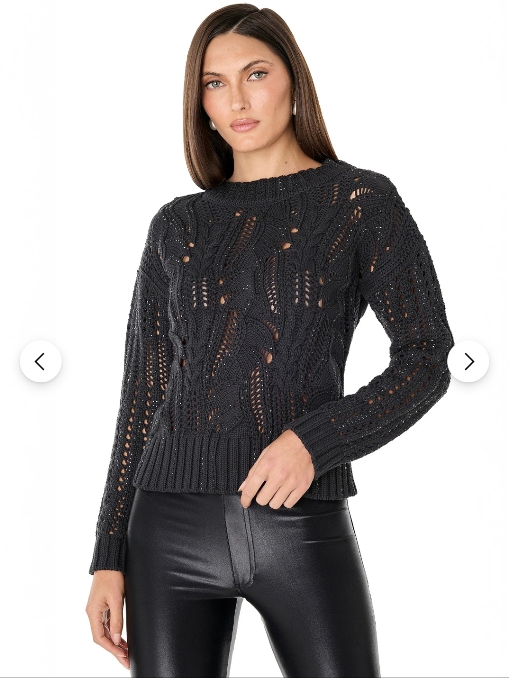 Black Open-Knit Crewneck Sweater - Women From Noli Shop Brand New.